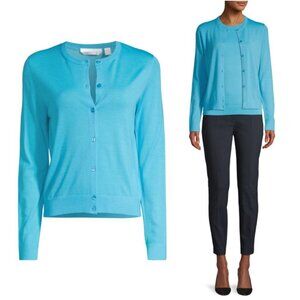 BOSS Fovetexa Superfine Merino Wool Cardigan Soft Knit Lightweight Blue size L